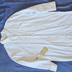 Aritzia Wilfred Free Boyfriend Linen Dress White XS